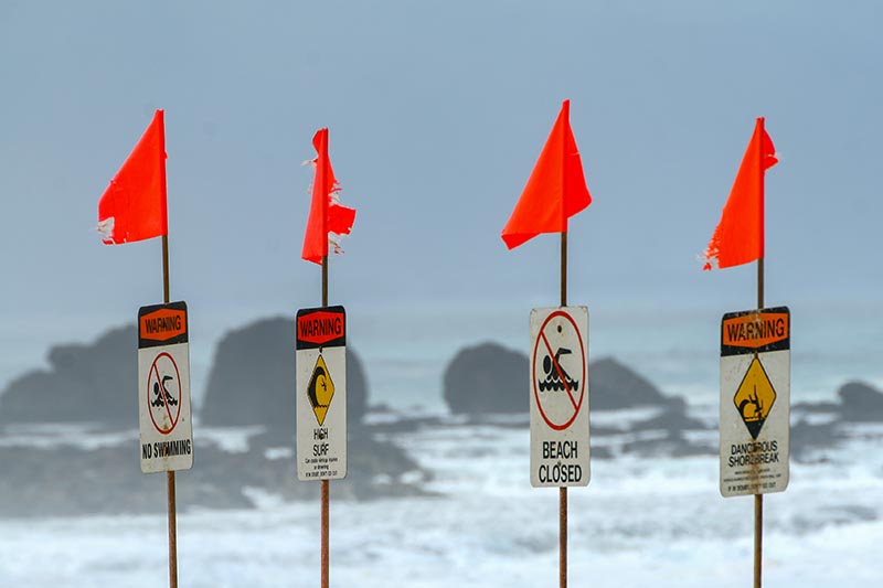 Stay away from beaches and shorelines during severe storms. Ryan Jannsens/Shutterstock.com